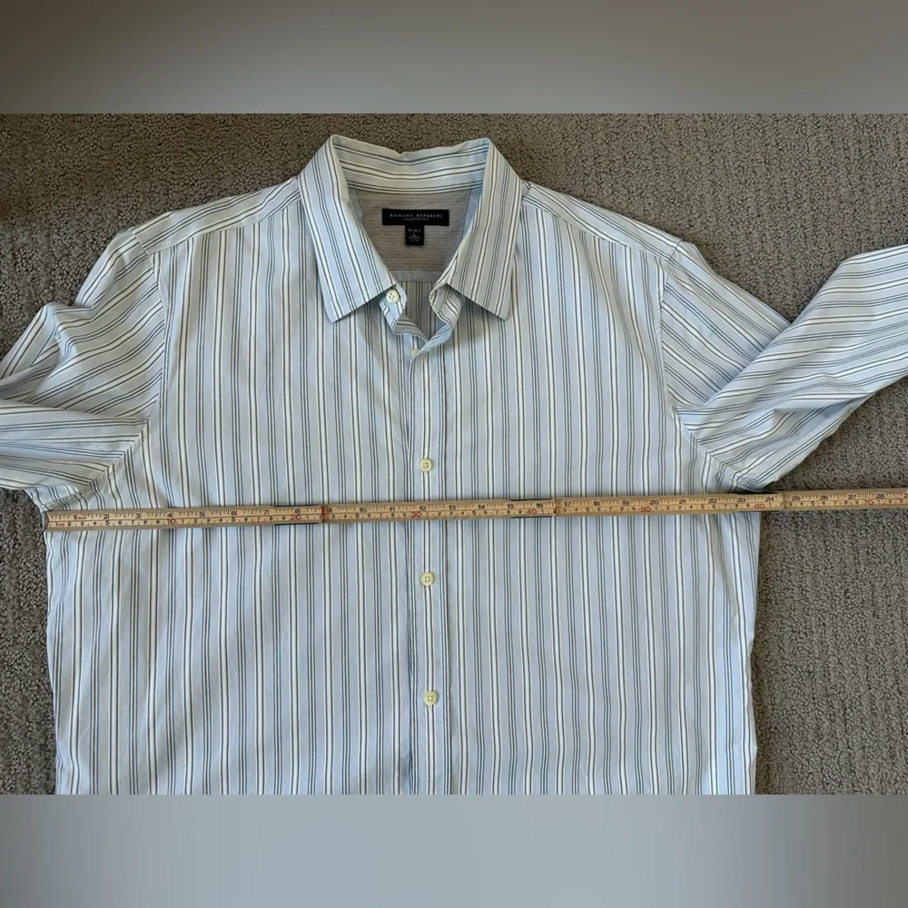 Banana Republic Classic Fit Blue White Stripe Dress Shirt Large